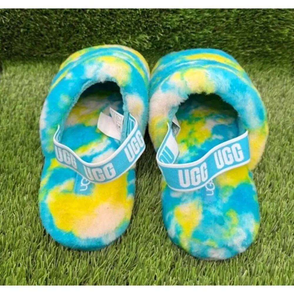 UGG Kids Fluff Yeah Slide Oasis Blue Slippers 1123636K – Size 6